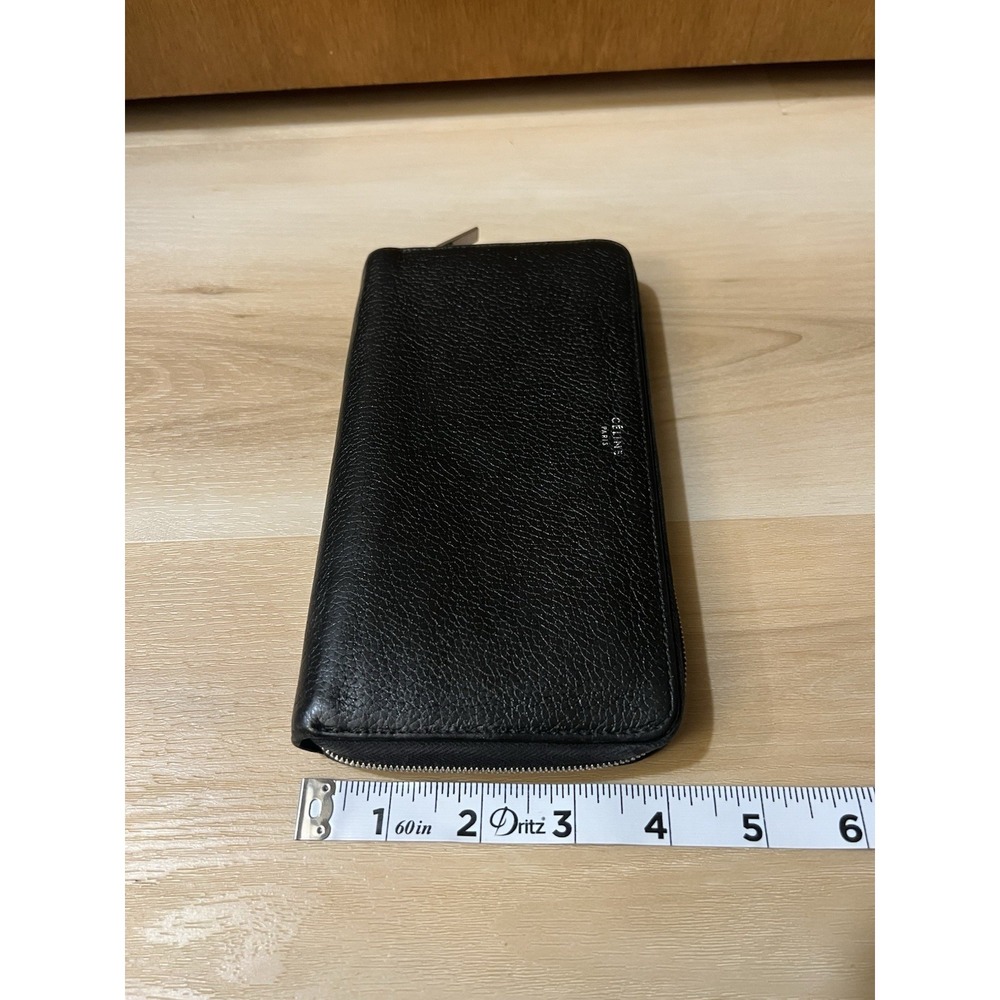 Celine Large Zipped Wallet Black & Yellow Calfskin Long Wallet Made in Italy COA - Picture 9 of 11